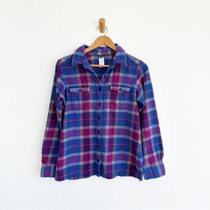 PATAGONIA Flannel Plaid Long Sleeve Organic Cotton Blue Red
